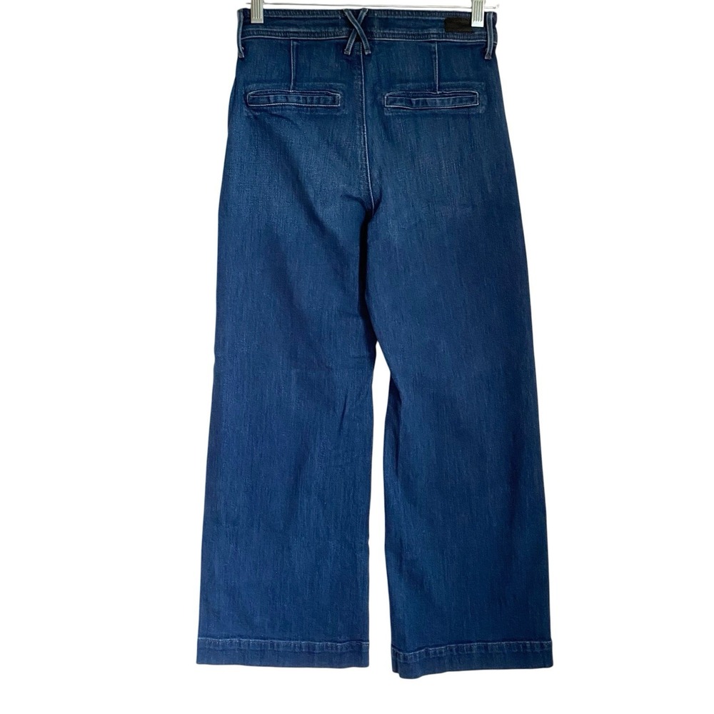 Paige Wide Leg Cropped Jeans Women Size 26 Blue High Rise Stretch - Picture 3 of 10